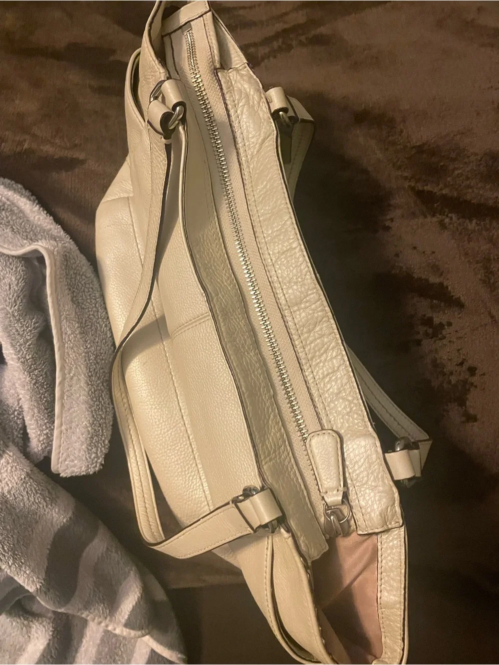 Large Coach Leather Shoulder Tote in Cream with Yellow Tag. Bundle and save!!!